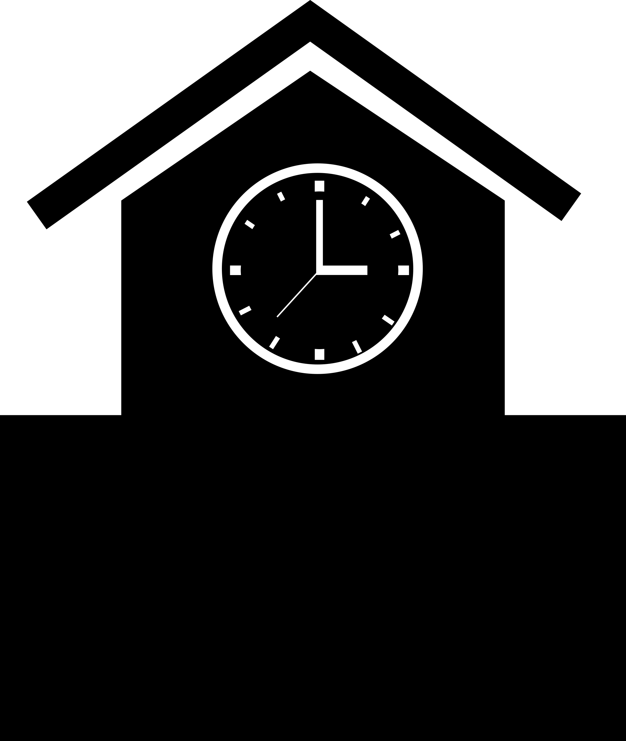 Old Clock Of Birds House Shape Line Art Svg Vector Free Vectors